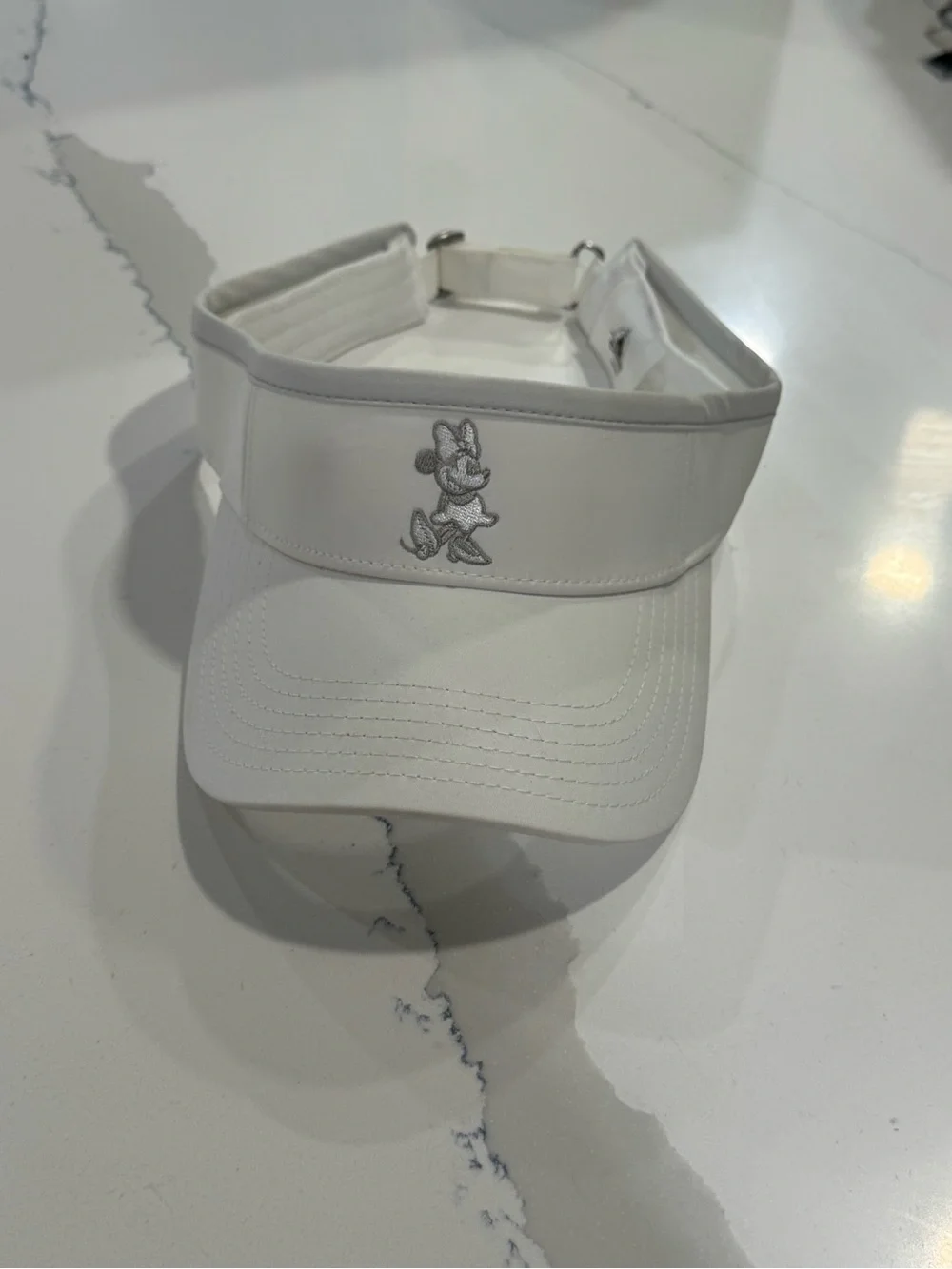 Disney White Visor with Silver Embroidered Minnie